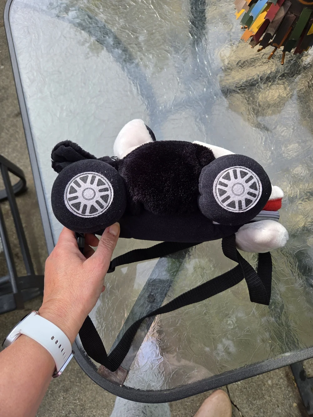 Mercedes-Benz Plush Race Car Backpack Kids Stuffed Toy Bag Black White Red 15”